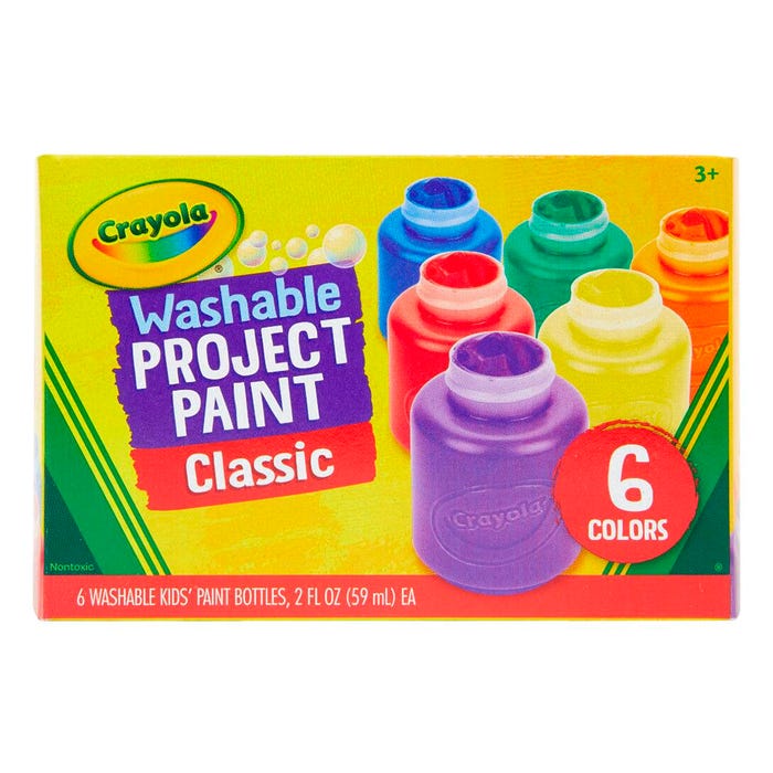 Crayola Washable Project Paints, 2 Ounce Bottles, Assorted Classic Colors, Set of 6