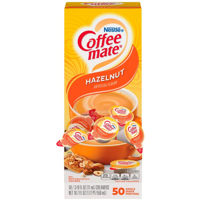 Coffee mate Hazelnut Single-Serving Liquid Creamer, 0.38 oz, Pack of 50