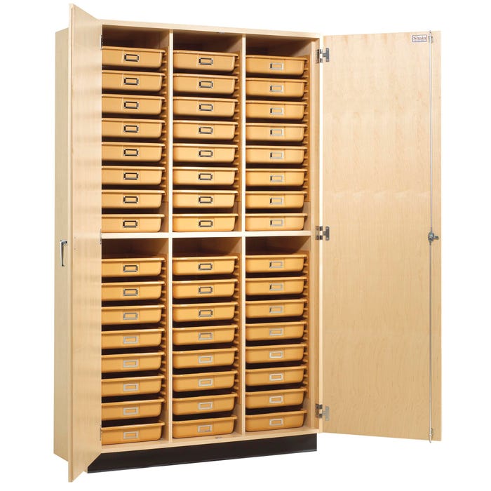 Diversified Spaces Storage Cabinet with 48 Trays, 48 x 22 x 84 Inches, Maple