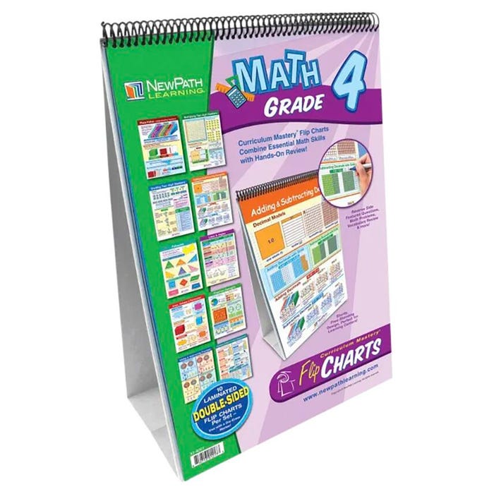 NewPath Learning Math Write-On/Wipe-Off Flip Chart Set, Grade 4