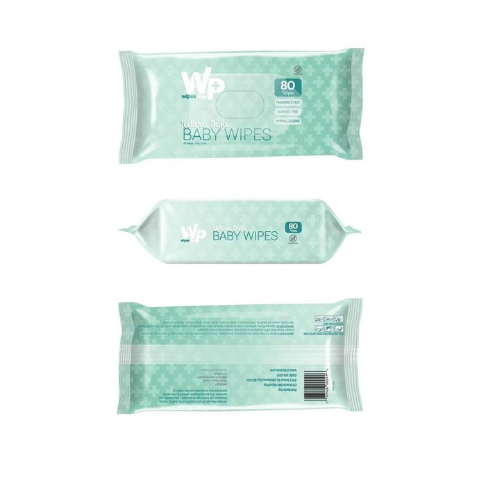 CFS Brands WipesPlus Baby Wipes, Unscented, Pack of 80