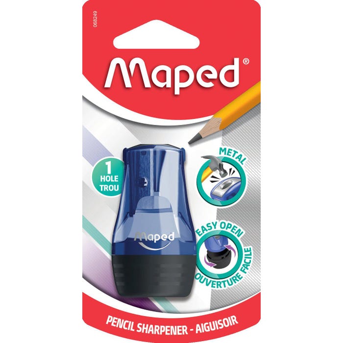 Maped Tonic 1-Hole Pencil Sharpener with Metal Insert, Assorted Colors