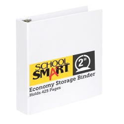 School Smart Round Ring Binder, Polypropylene, 2 Inches, White