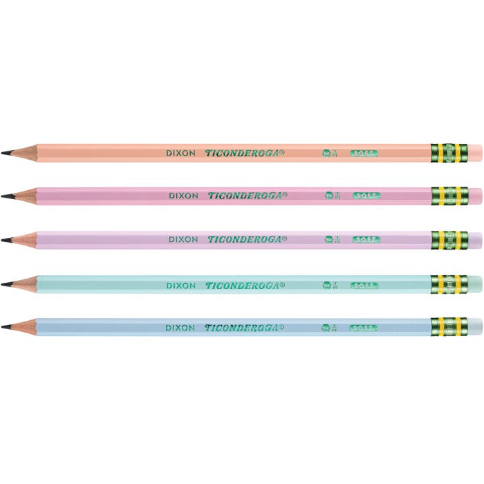 Ticonderoga Wood-Cased Pre-Sharpened Pencils, No 2 HB Soft, Assorted Pastel Colors, Pack of 150
