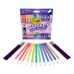 Crayola Clicks Mechanical Colored Pencils, Assorted Pastel Colors, Pack of 12