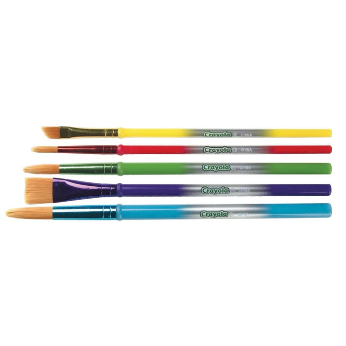 Crayola Arts & Crafts Brushes, Assorted Types and Sizes, Set of 5