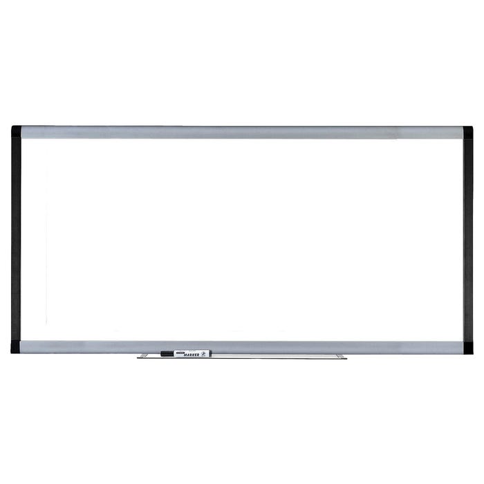 Lorell Signature Magnetic Dry Erase Board, 96 x 48 Inches, Porcelain, Silver/Ebony