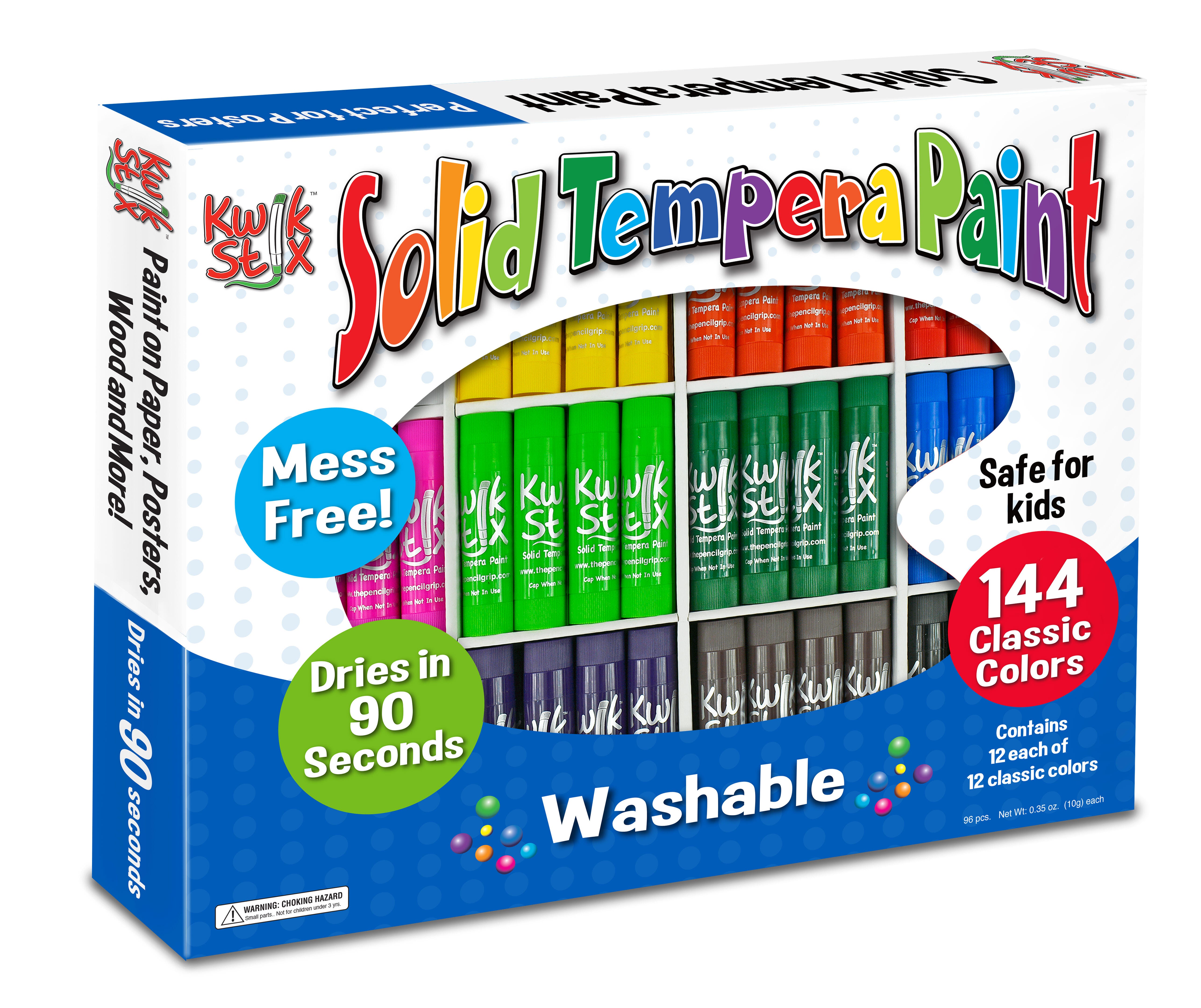 Kwik Stix Solid Tempera Paints, Original Size, Assorted Colors, Set of 144 1546513