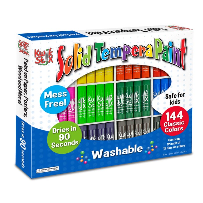 Kwik Stix Solid Tempera Paints, Original Size, Assorted Colors, Set of 144