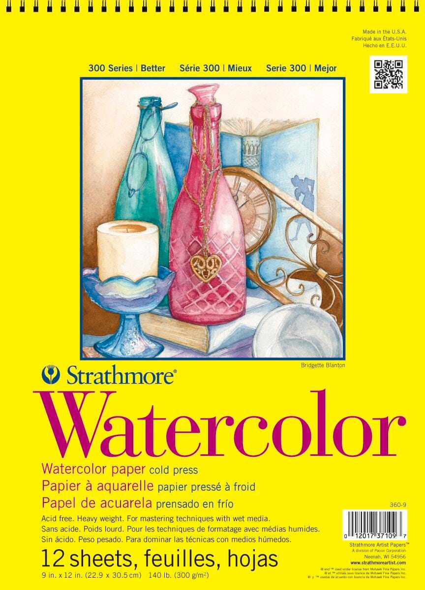 Image for Strathmore 300 Series Watercolor Pad, 9 x 12 Inches, 140 lb, 12 Sheets from School Specialty