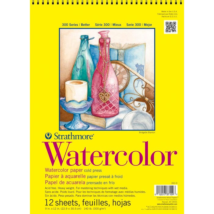 Strathmore 300 Series Watercolor Pad, 9 x 12 Inches, 140 lb, 12 Sheets