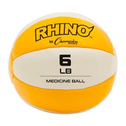 Champion Sports Rhino Leather Medicine Ball, 6 Pounds, Yellow/White, Item Number 2096706