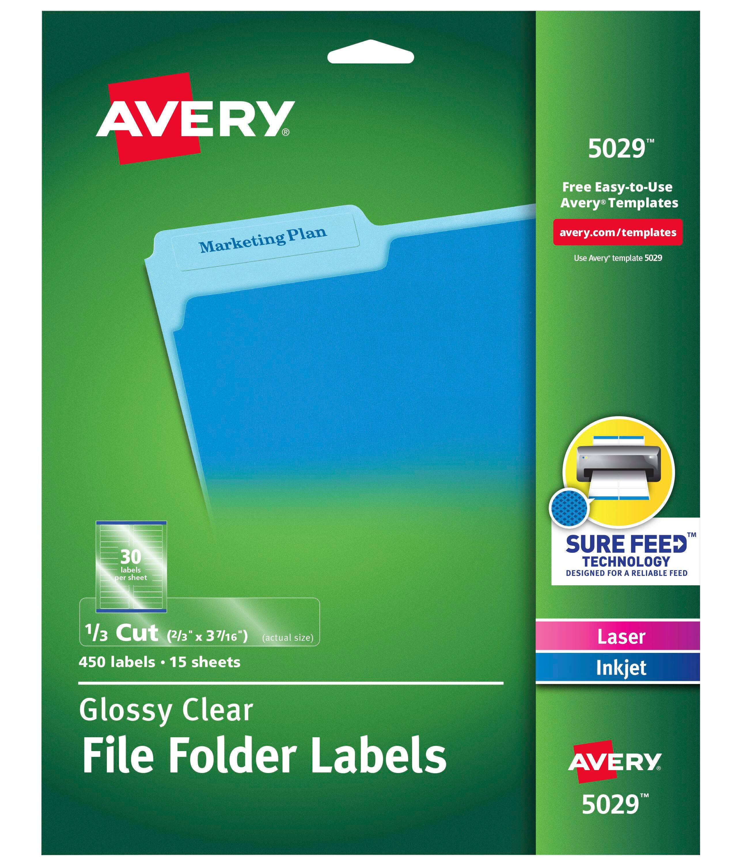 Avery Printable File Folder Labels, 2/3 x 3-7/16 Inches, Clear, Pack of 450 1091460