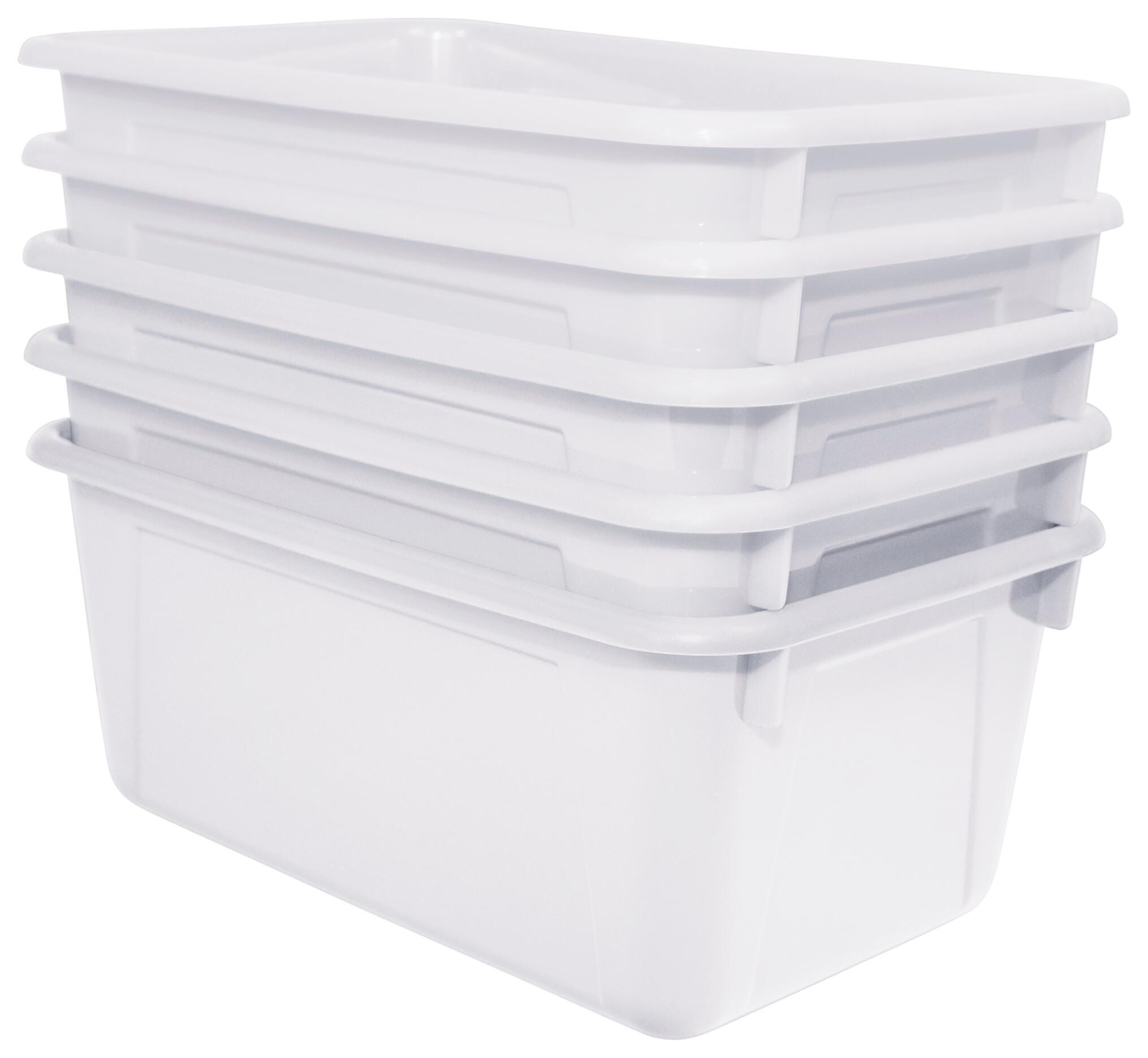 School Smart Storage Bin, 7-7/8 x 12-1/4 x 5-3/8 Inches, White, Pack of 5 1594739