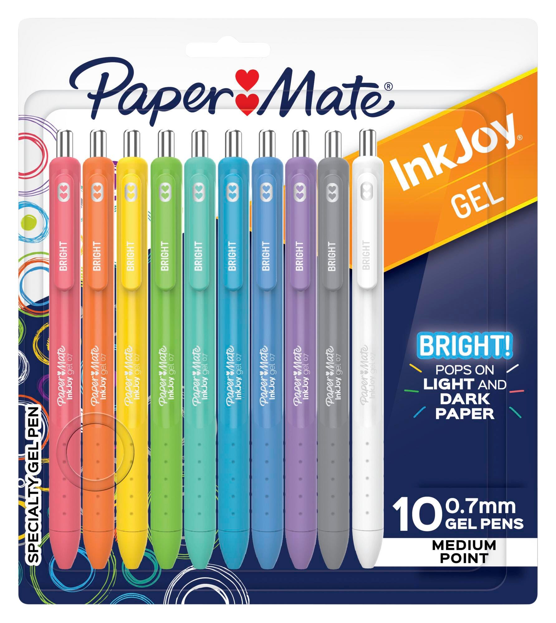 Image for Paper Mate InkJoy Retractable Gel Pens, Medium Point, 0.7 mm, Retractable, Assorted Bright Colors, Set of 10 from School Specialty