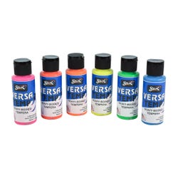 Sax Versatemp Heavy-Bodied Tempera Paint, 2 Ounce Bottles, Assorted Fluorescent Colors, Set of 6 2048208