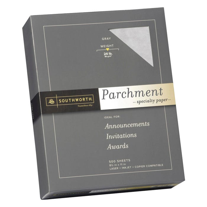 Southworth Fine Parchment Acid-Free Lignin-Free Specialty Paper, 8-1/2 x 11 Inches, 24 lb, Gray, 500 Sheets