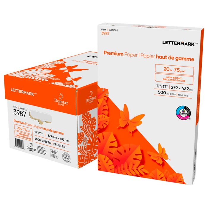 Lettermark Premium Copy Paper, 11 x 17 Inches, White, 2500 Sheets