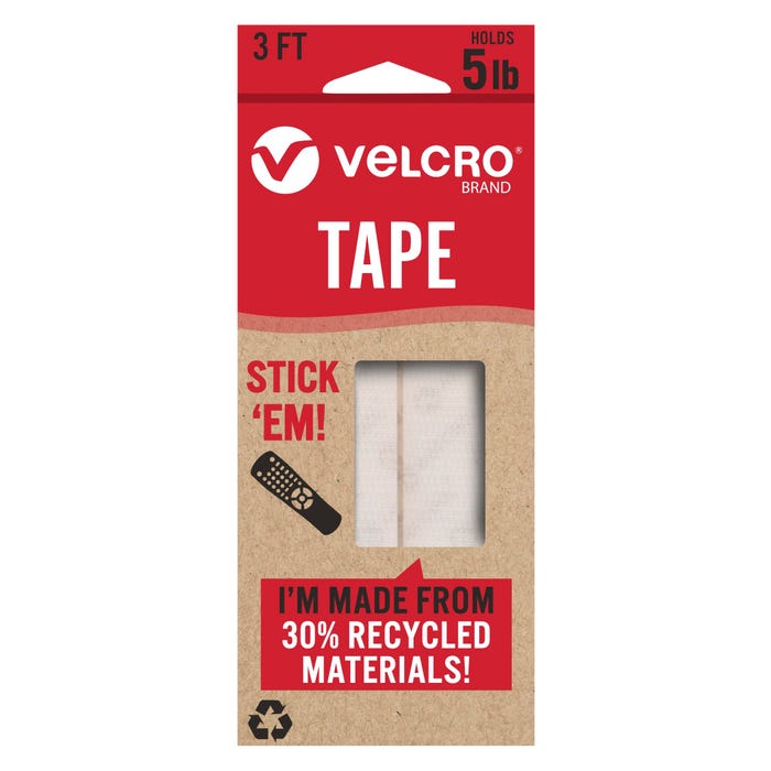 VELCRO Brand ECO Collection Stick on Adhesive Tape, 7/8 Inch X 3 Feet, White
