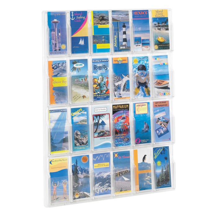 Safco Unobtrusive Break-Resistant Magazine/Literature Display Rack, 24 Pamphlet, 30 x 2 x 41 Inches, Clear