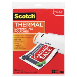 Scotch Thermal Laminating Pouches Letter 9 x 11-1/2 Inches Clear Pack of 20