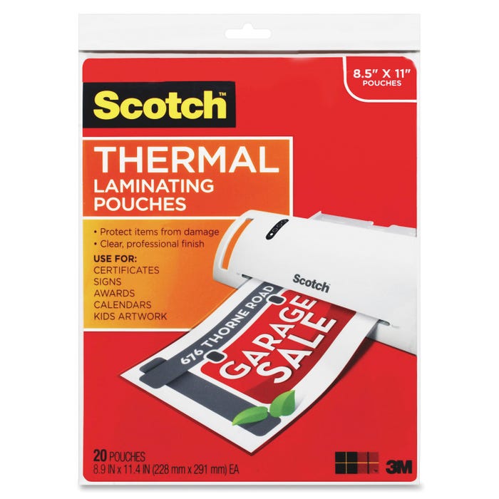 Scotch Thermal Laminating Pouches Letter 9 x 11-1/2 Inches Clear Pack of 20
