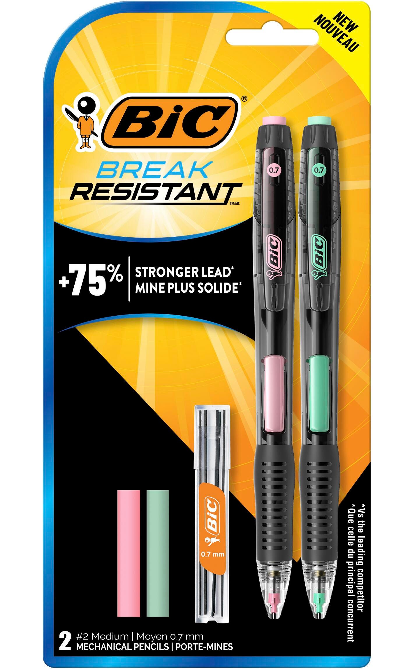 BIC Break-Resistant Mechanical Pencils with Erasers, No. 2 Medium Point, Pack of 2 2131238