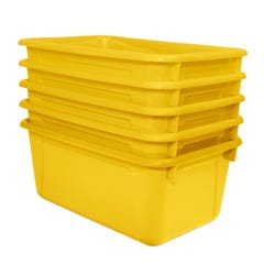School Smart Storage Bin, 7-7/8 x 12-1/4 x 5-3/8 Inches, Yellow, Pack of 5 1594737