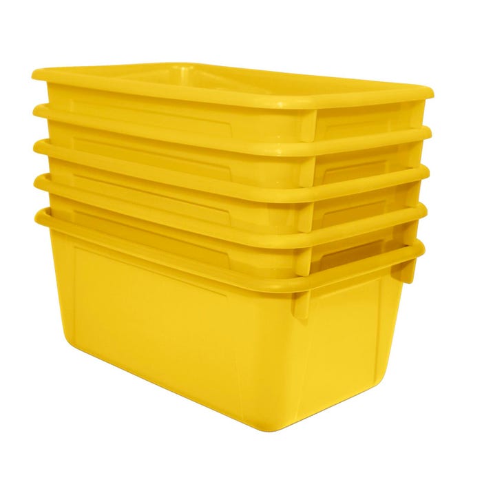 School Smart Storage Bin, 7-7/8 x 12-1/4 x 5-3/8 Inches, Yellow, Pack of 5