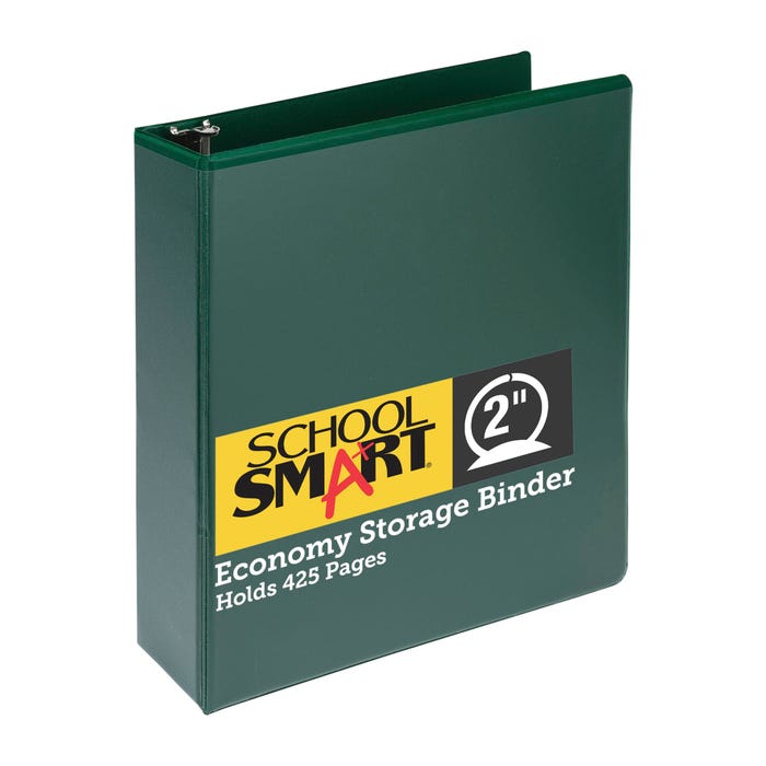 School Smart Round Ring Binder, Polypropylene, 2 Inches, Green