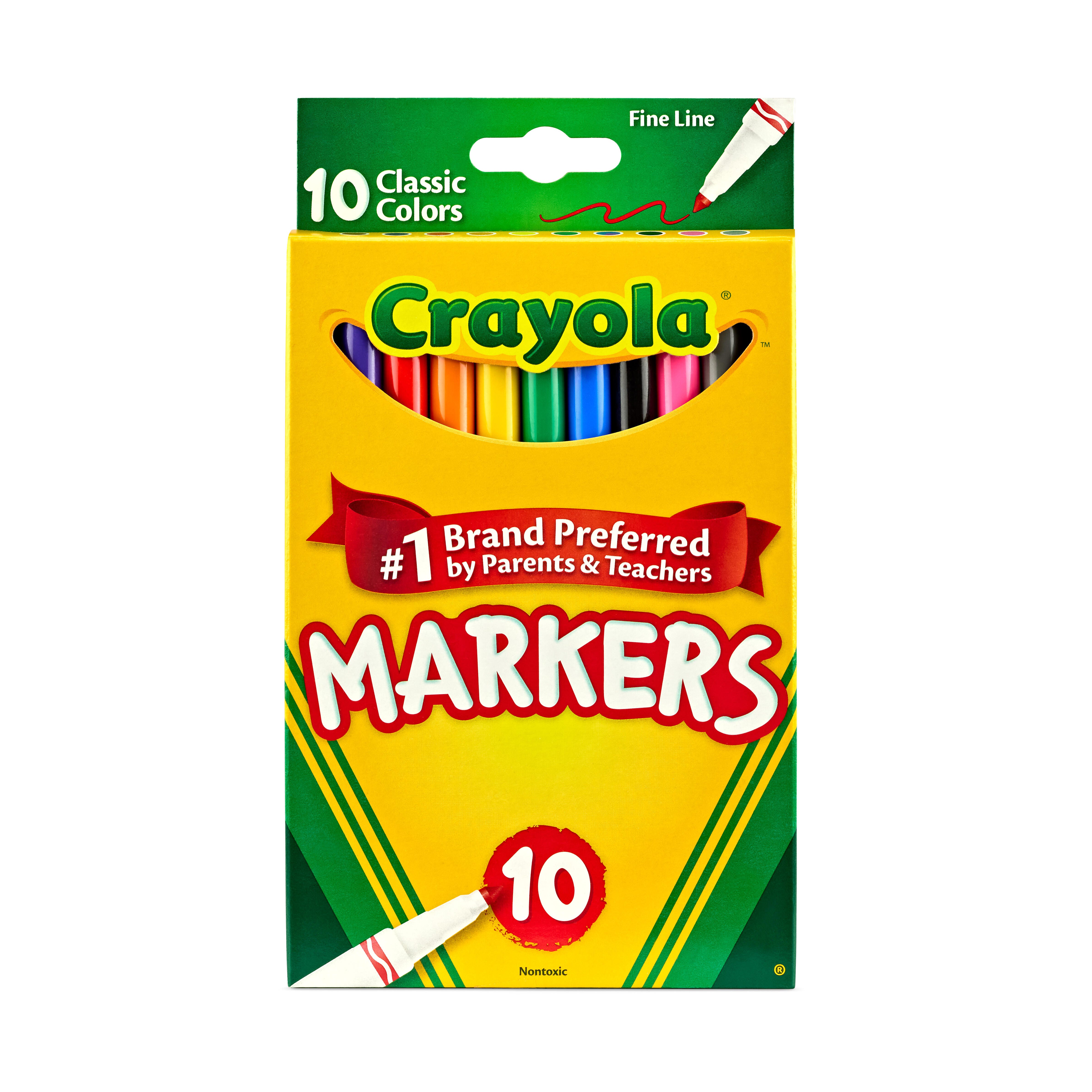 Image for Crayola Markers, Fine Line, Assorted Classic Colors, Set of 10 from School Specialty