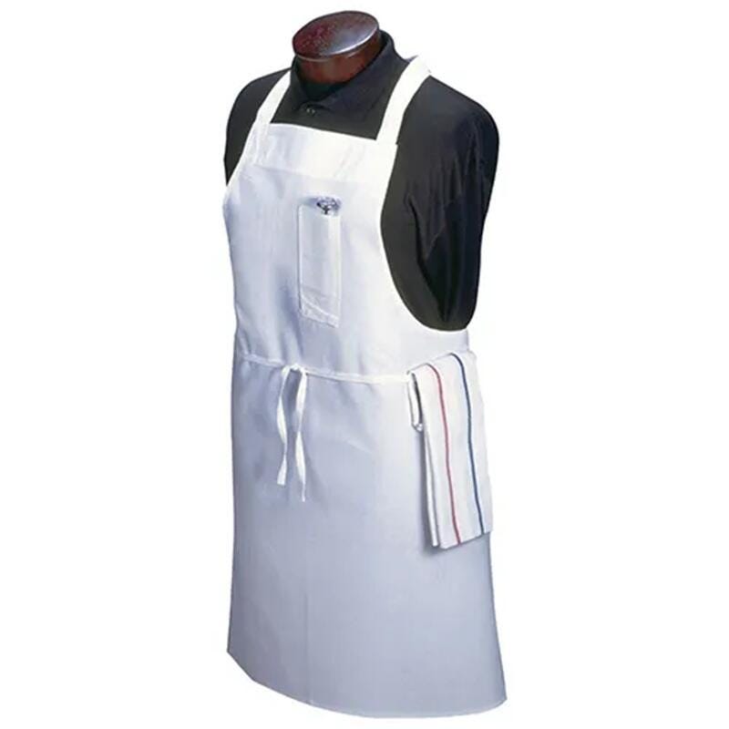 Chef Revival Foodservice Economy Cotton Bib Apron, 32-1/2 Inches Long, White