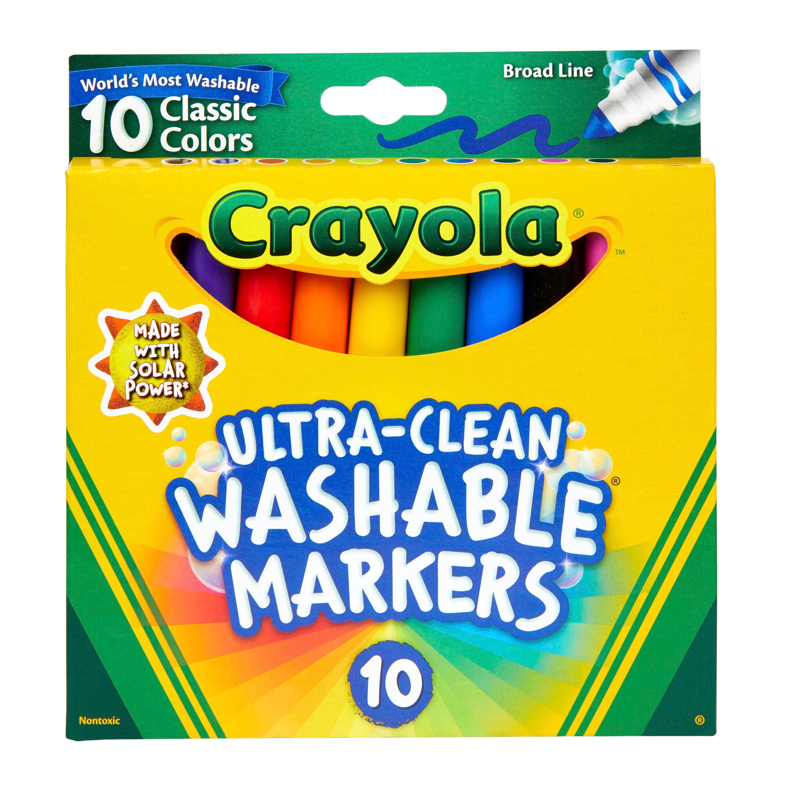 Crayola Ultra-Clean Washable Marker, Broad Line, Assorted Colors, Set of 10 2119539