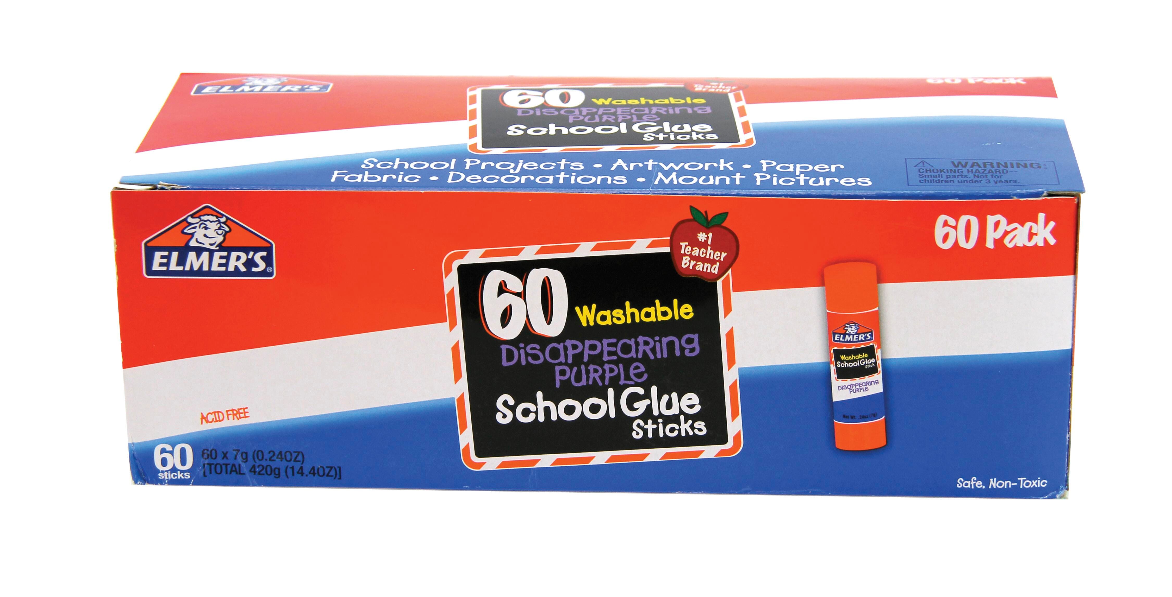 Elmer's School Glue Sticks, 0.24 Ounce, Disappearing Purple, Pack of 60 1426324