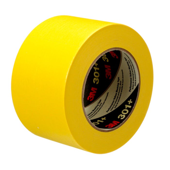 3M 301+ Performance Yellow Masking Tape, 3 Inches x 60 Yards