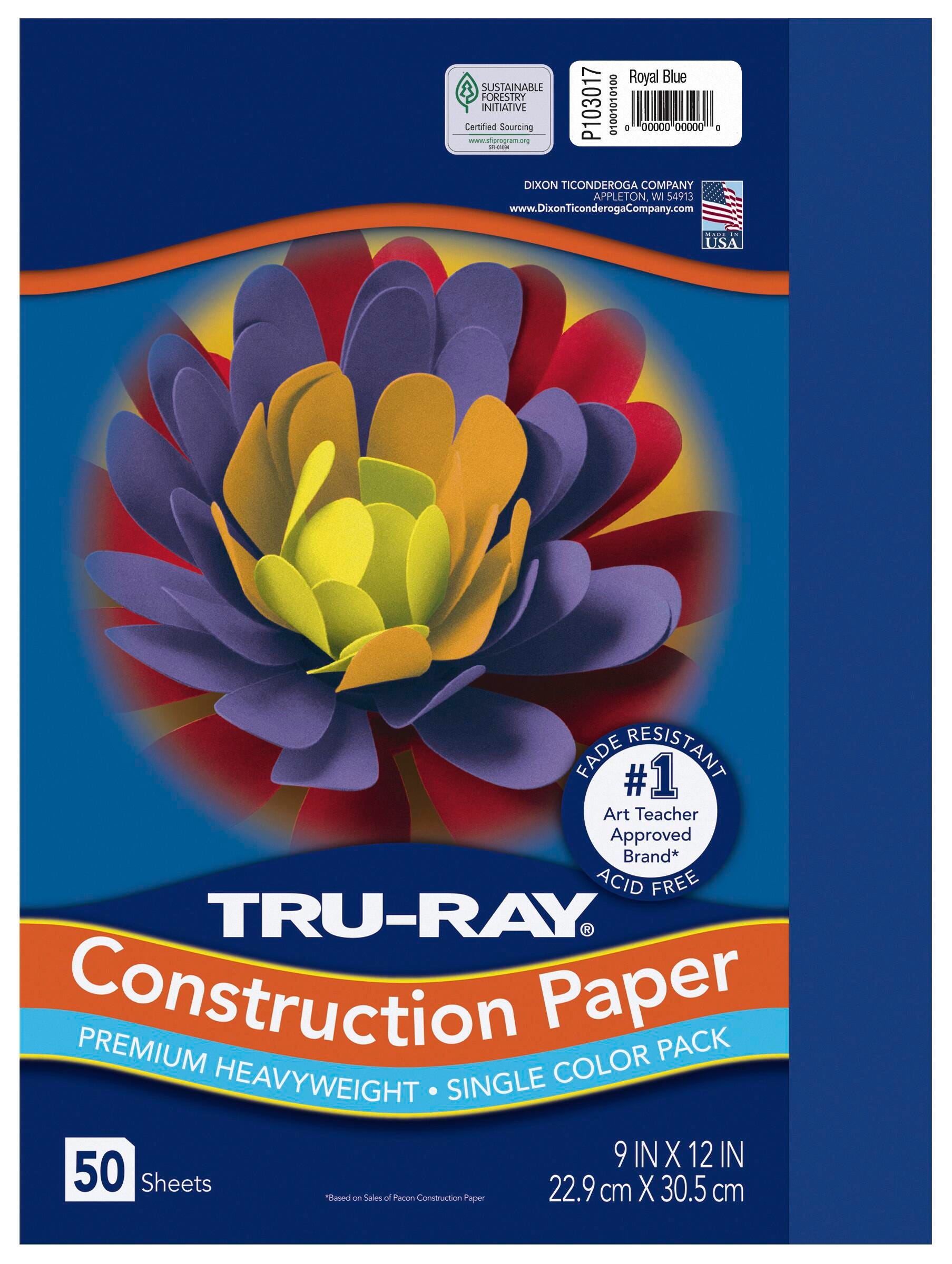 Tru-Ray Sulphite Construction Paper, 9 x 12 Inches, Royal Blue, 50 Sheets 054012