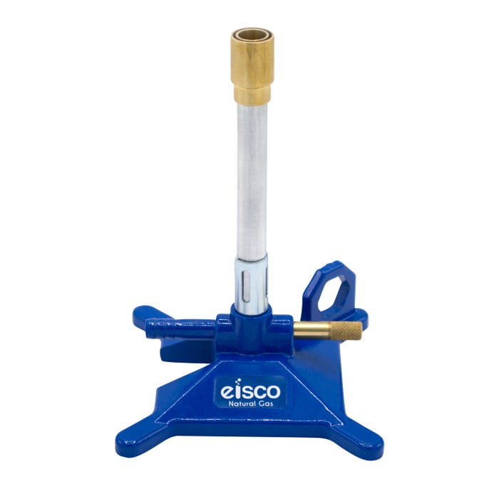 Eisco Labs Natural Gas Bunsen Burner, StabiliBase Anti-Tip Design with Handle, with Flame Stabilizer and Gas Adjustment