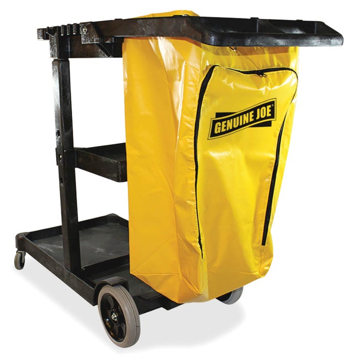Genuine Joe Industry Workhorse Heavy Duty Janitor Cart, 40 x 20-1/2 x 38 Inches, Charcoal/Yellow