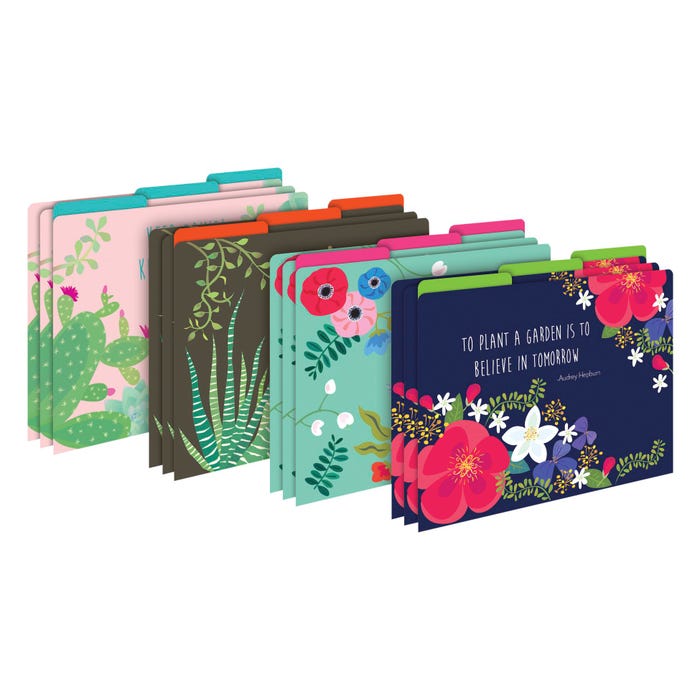 Barker Creek File Folders, Petals & Prickles, Letter Size, Set of 12