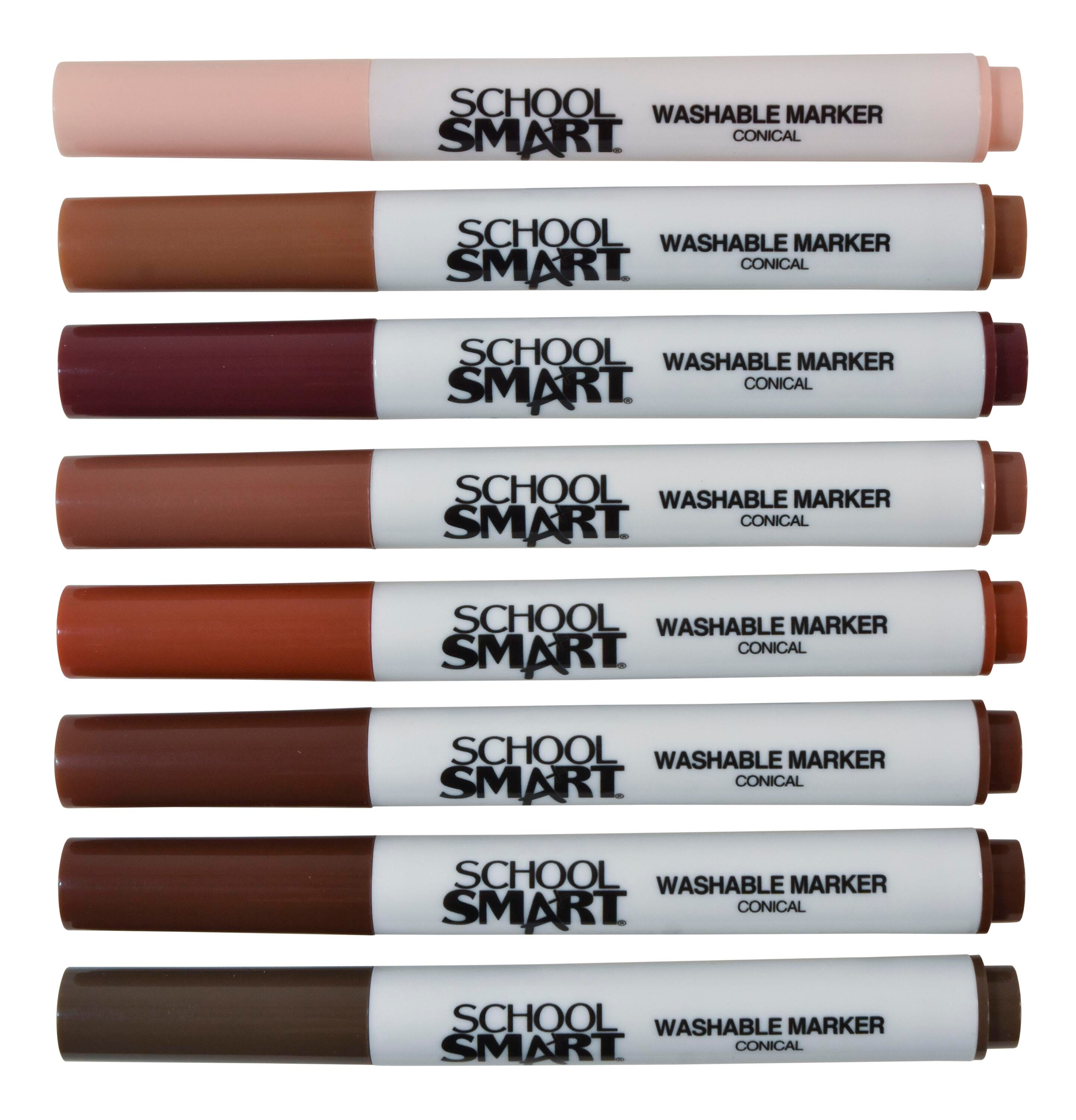 Image for School Smart Washable Markers, Conical Tip, Assorted Skin Tone Colors, Pack of 8 from School Specialty