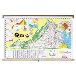 Nystrom Virginia Pull Down Roller Classroom Map, 68 x 50 Inches, Item Number 088642