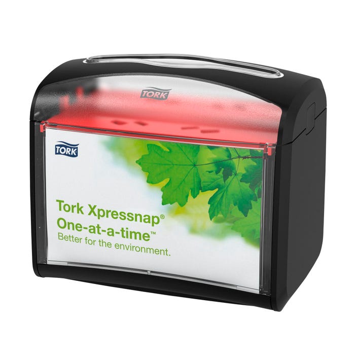 Tork Xpressnap Tabletop Napkin Dispenser, 200 Napkins, Black