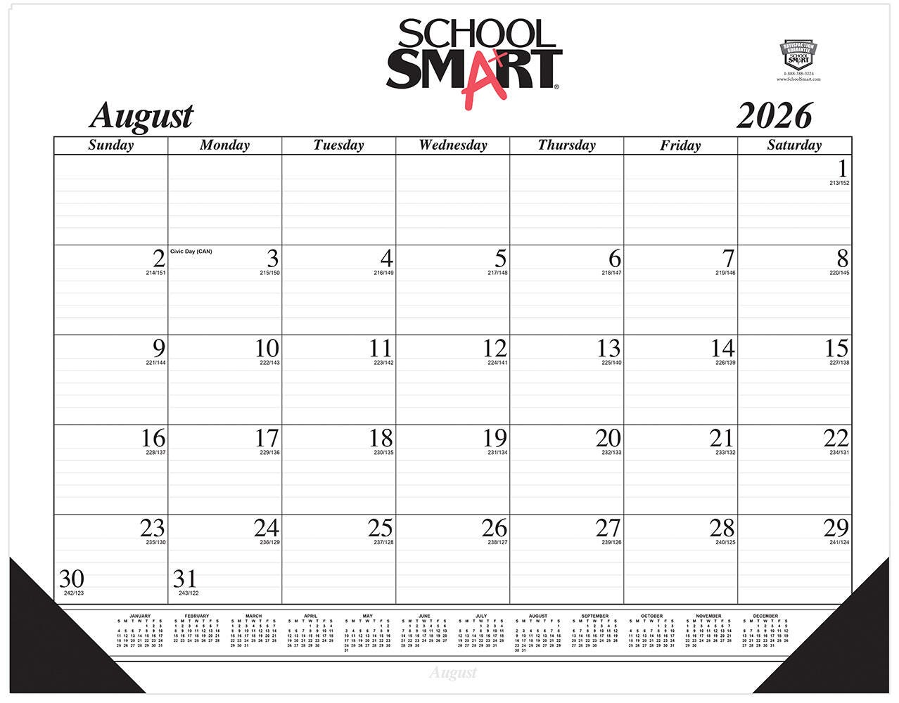 School Smart, 17 Month Academic Desk Pad, August 2026-December 2027, 22 x 17 Inches 2215641