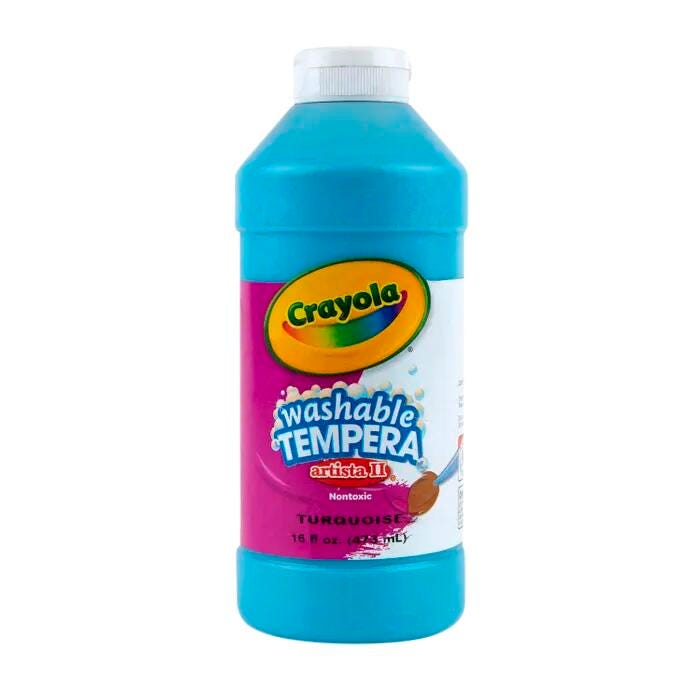 Crayola Artista II Washable Tempera Paint, 1 Pint Bottle, Turquoise