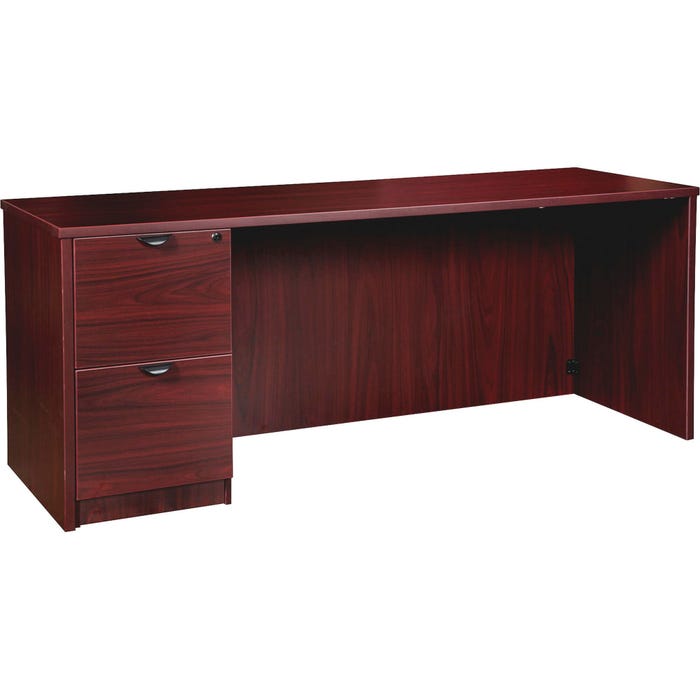 Lorell Prominence Laminate Credenza, Left Pedestal, 72 x 24 x 29 Inches, Mahogany