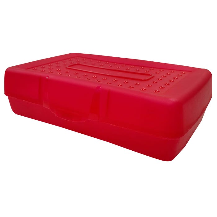School Smart Plastic Pencil Box, Red Tint
