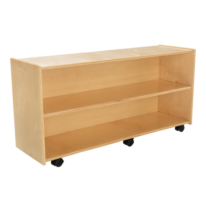 Childcraft Mobile Open Shelving Unit for Classrooms, 2 Shelves, Wooden, 47-3/4 x 14-1/4 x 24 Inches