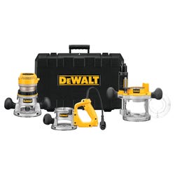 Woodworker's Dewalt DW618B3 3-Base Variable Speed Router Kit, 2-1/2 in Stroke, 2-1/4 HP, Aluminum, Pack of 3