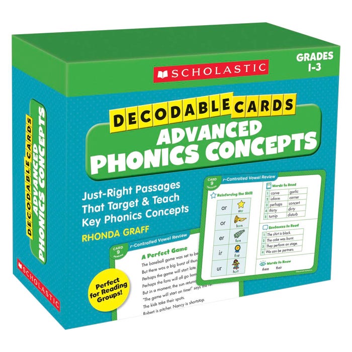 Scholastic Cards Decodable Advanced Phonics Concepts, Grades 1-3
