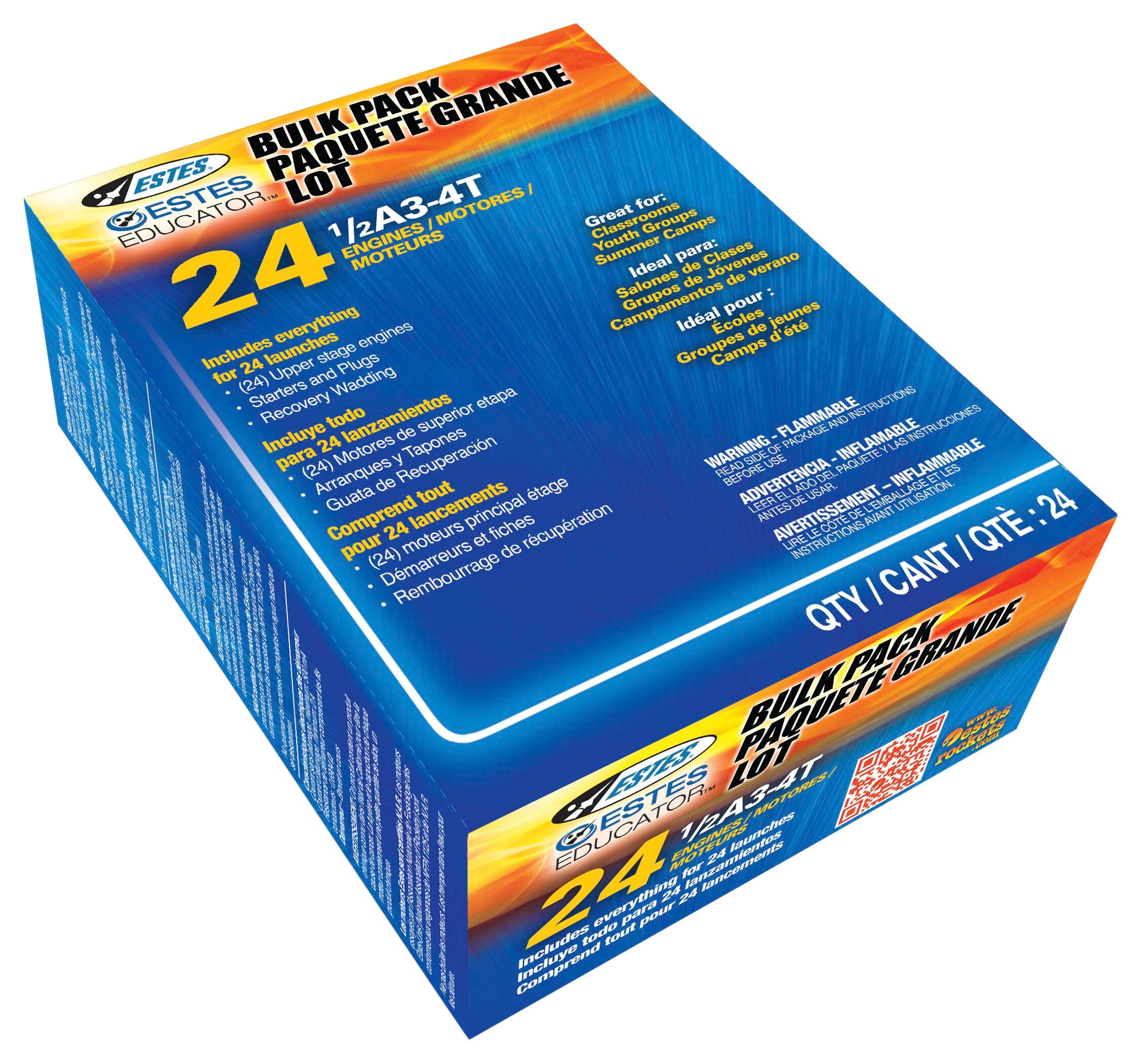 Estes Mini-Engines Single Stage, 1/2A3-4T, Pack of 24 568664